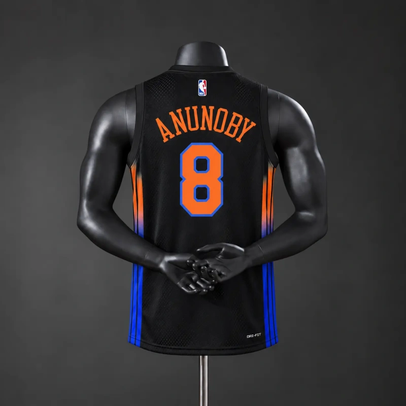 New York Knicks 2026 NBA Silk Basketball Jersey #8 Anunoby - Black