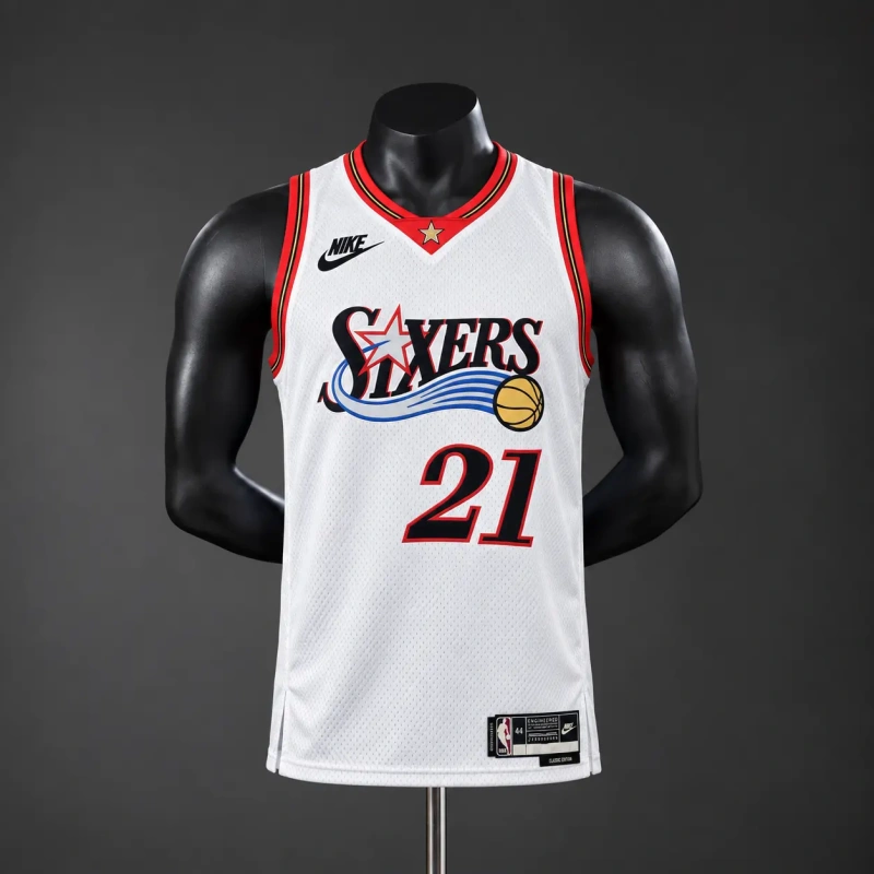 Philadelphia 76ers 2026 Classics NBA Silk Basketball Jersey #21 Embiid - White
