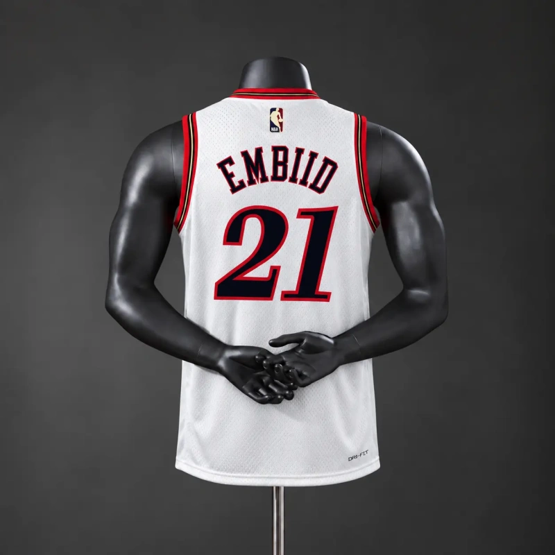 Philadelphia 76ers 2026 Classics NBA Silk Basketball Jersey #21 Embiid - White