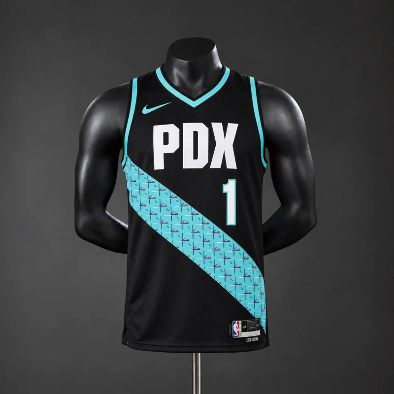 Portland Trail Blazers 2026 City Edition NBA Silk Basketball Jersey #1 Morant - Black