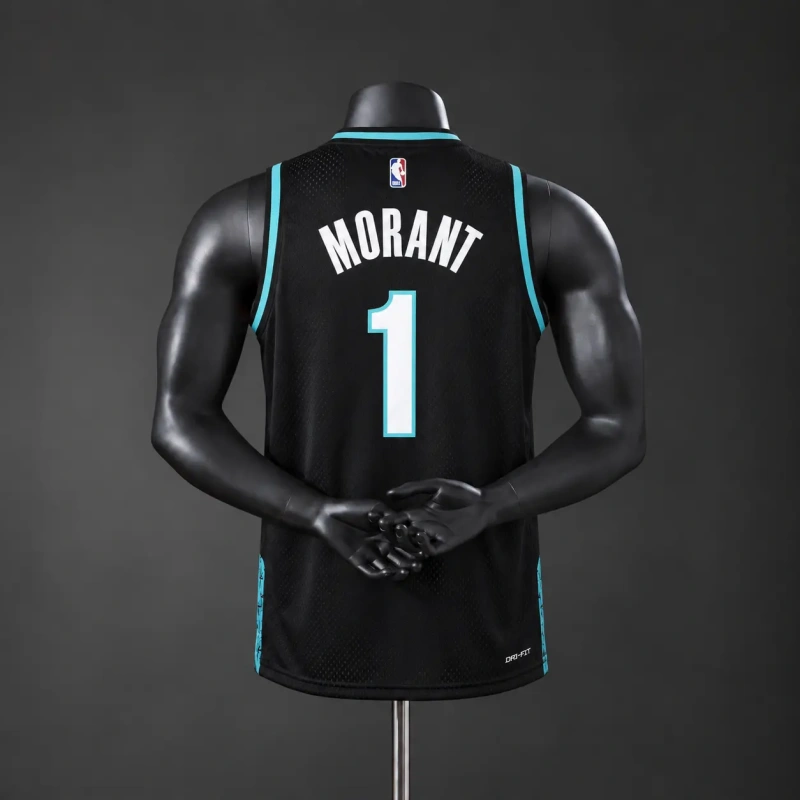 Portland Trail Blazers 2026 City Edition NBA Silk Basketball Jersey #1 Morant - Black