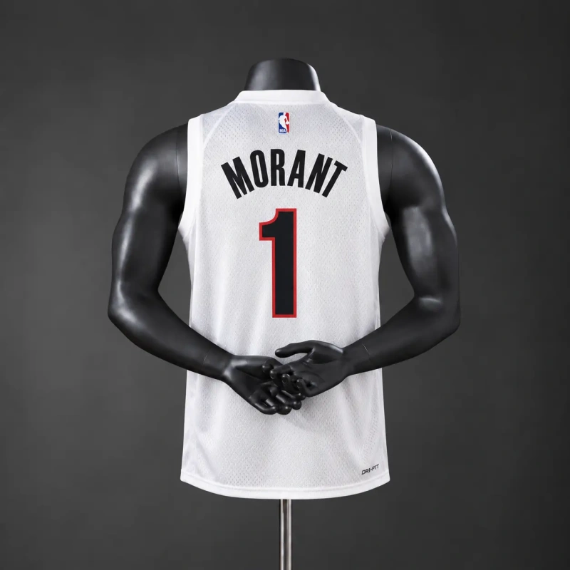 Portland Trail Blazers 2026 NBA Silk Basketball Jersey #1 Morant - White