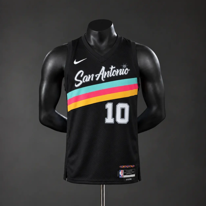 San Antonio Spurs 2026 City Edition NBA Silk Basketball Jersey #10 SOCHAN - Black