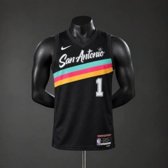 San Antonio Spurs 2026 City Edition NBA Silk Basketball Jersey #1 WEMBANYAMA - Black