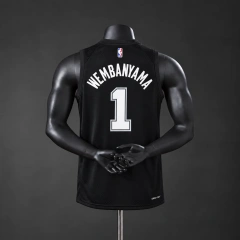 San Antonio Spurs 2026 City Edition NBA Silk Basketball Jersey #1 WEMBANYAMA - Black