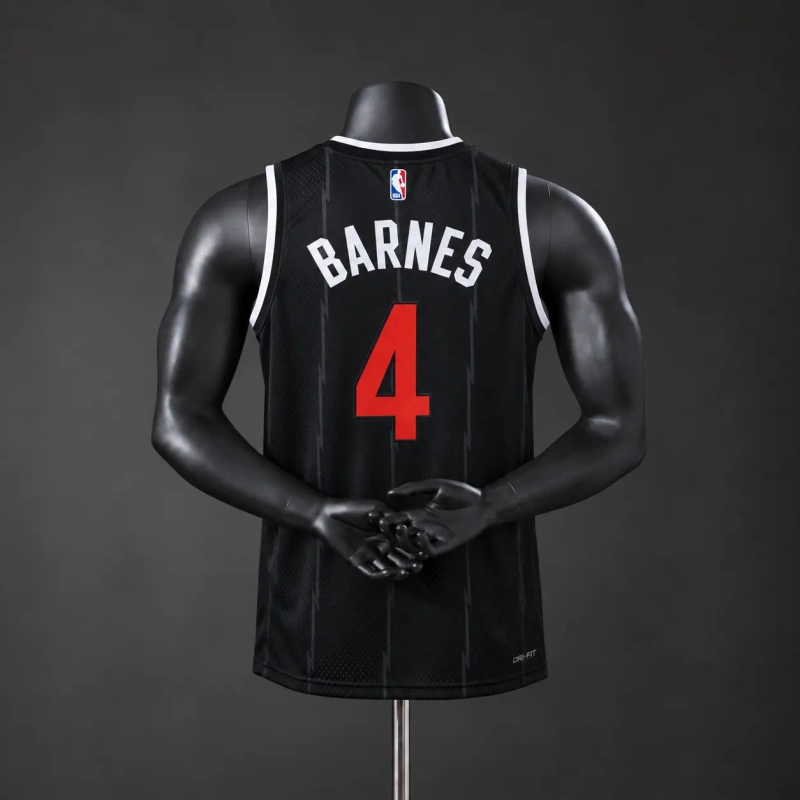 Toronto Raptors 2026 City Edition NBA Silk Basketball Jersey #4 Barnes - Black