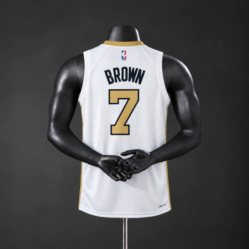 Boston Celtics 2026 City Edition NBA Silk Basketball Jersey - White #7 BROWN