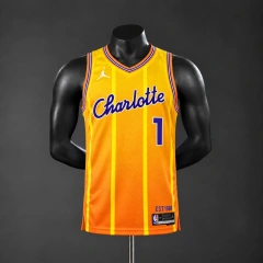 Charlotte Hornets 2026 City Edition NBA Silk Basketball Jersey - Orange #1 Ball