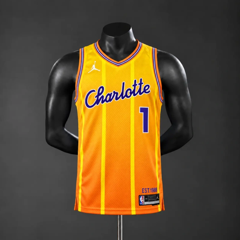 Charlotte Hornets 2026 City Edition NBA Silk Basketball Jersey - Orange #1 Ball