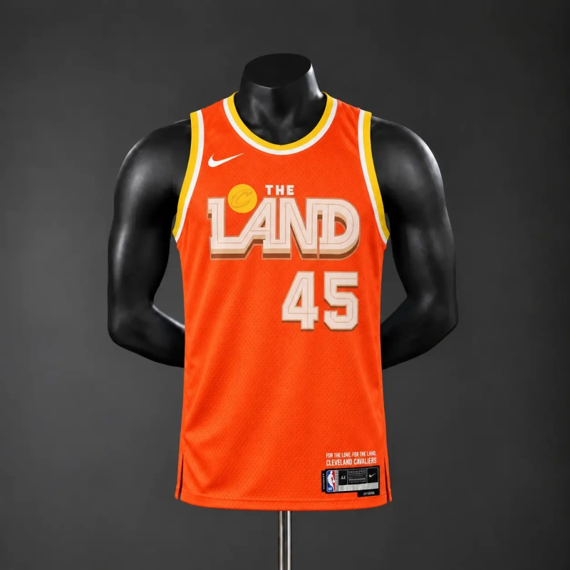 Cleveland Cavaliers 2026 City Edition NBA Silk Basketball Jersey - Orange #45 MITCHELL