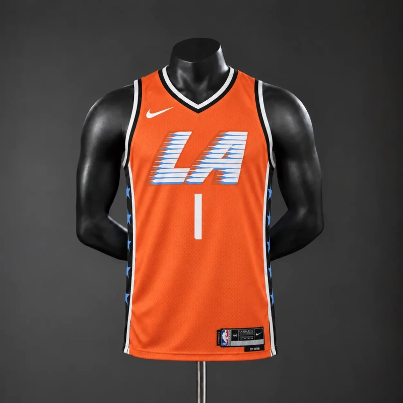 Los Angeles Clippers2026 City Edition NBA Silk Basketball Jersey - Orange #1 HARDEN