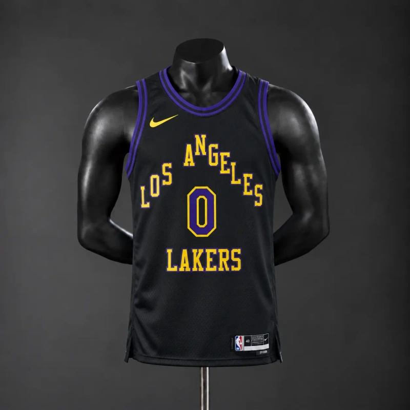 Los Angeles Lakers 2026 City Edition NBA Silk Basketball Jersey - Black #0 Westbrook