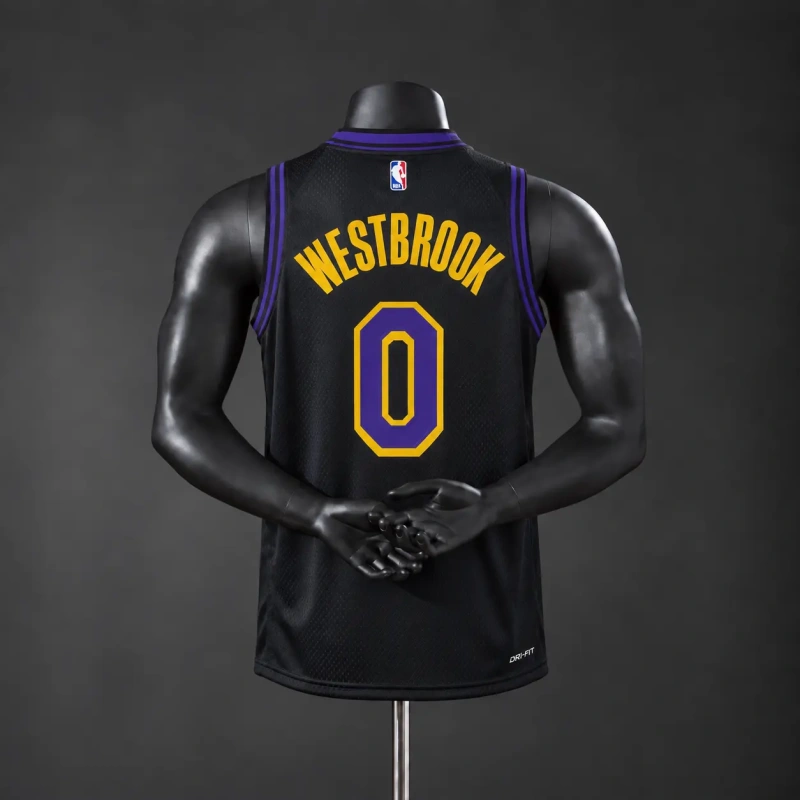 Los Angeles Lakers 2026 City Edition NBA Silk Basketball Jersey - Black #0 Westbrook