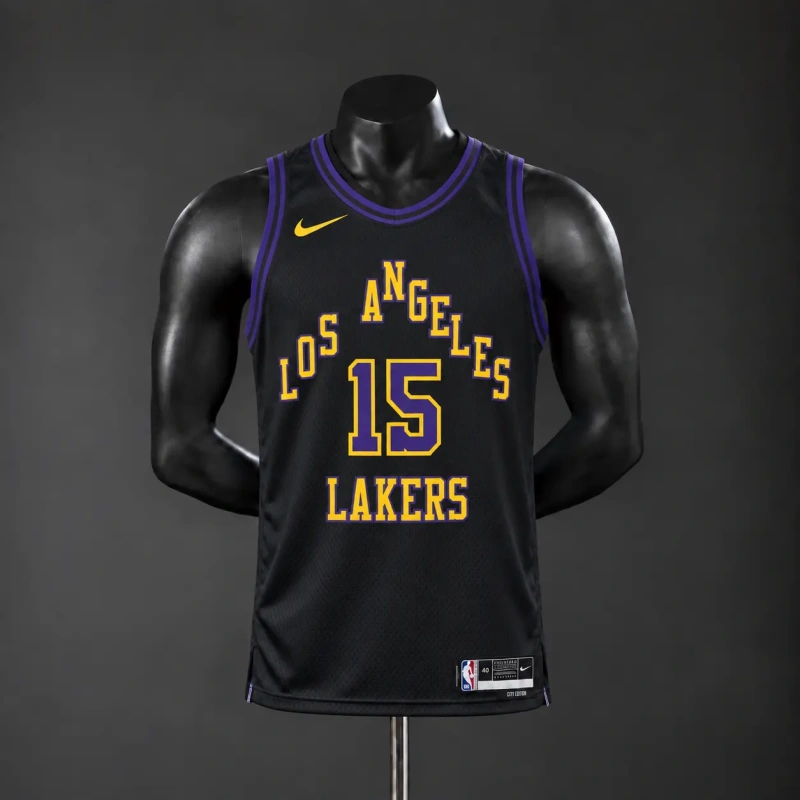Los Angeles Lakers 2026 City Edition NBA Silk Basketball Jersey - Black #15 REAVES
