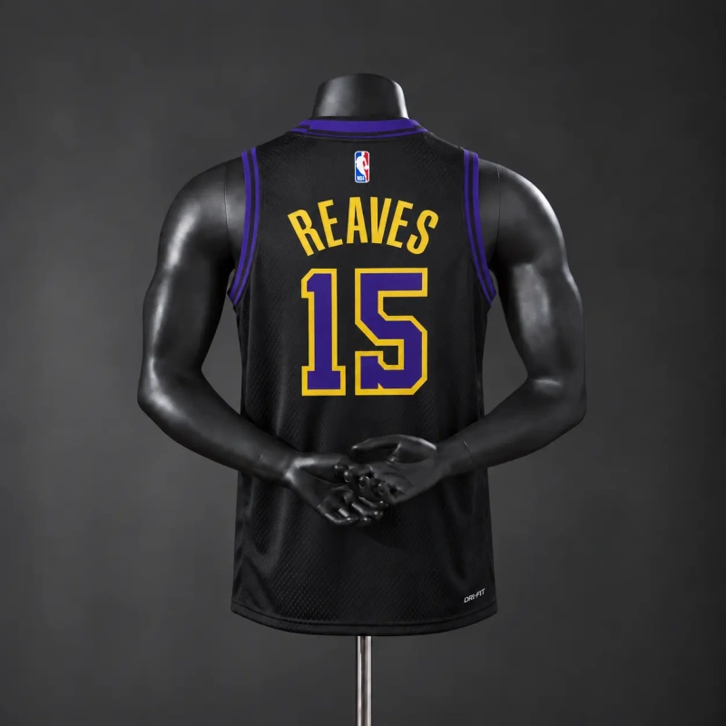 Los Angeles Lakers 2026 City Edition NBA Silk Basketball Jersey - Black #15 REAVES