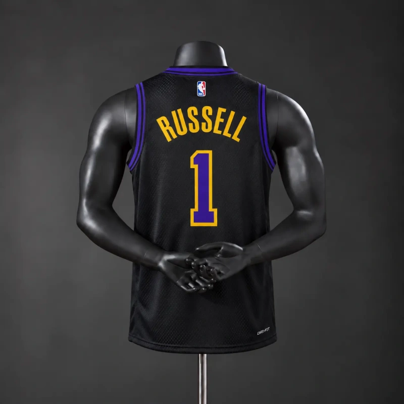 Los Angeles Lakers 2026 City Edition NBA Silk Basketball Jersey - Black #1 Russell