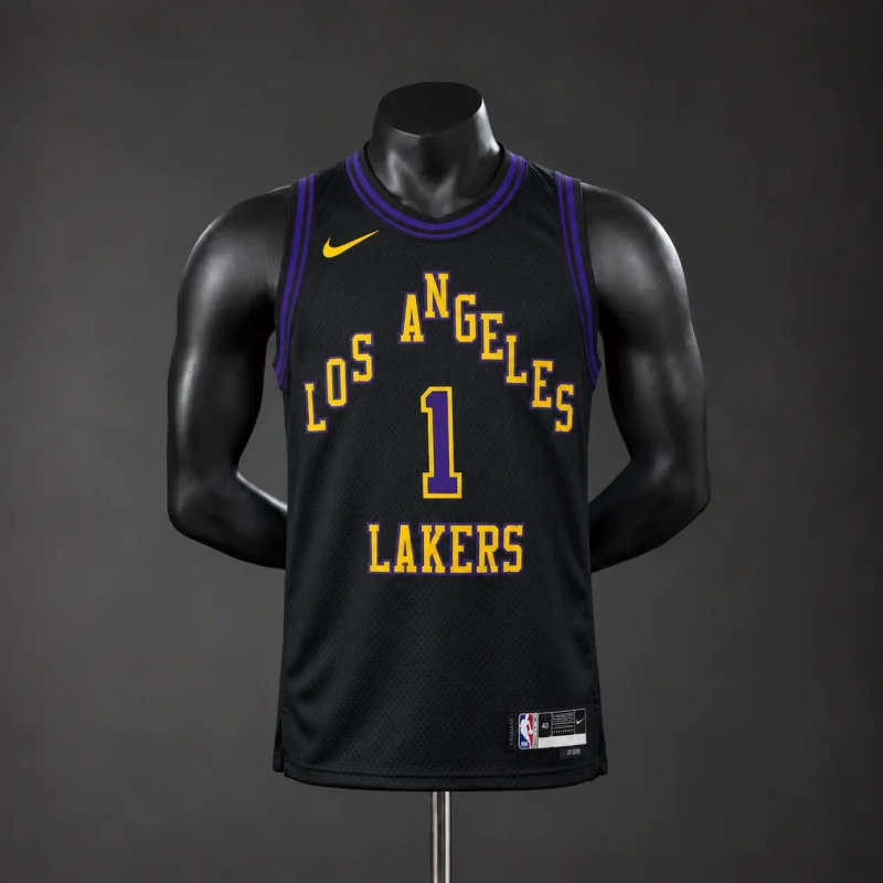 Los Angeles Lakers 2026 City Edition NBA Silk Basketball Jersey - Black #1 Russell