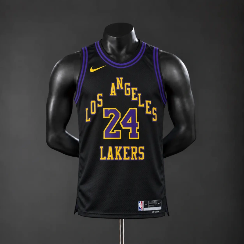 Los Angeles Lakers 2026 City Edition NBA Silk Basketball Jersey - Black #24 BRYANT