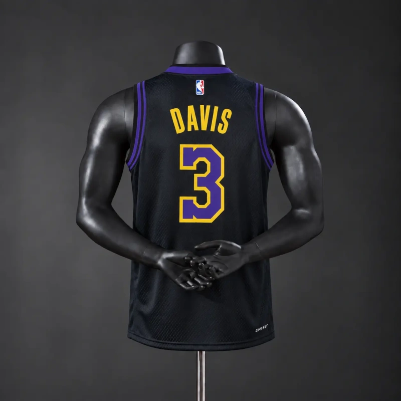 Los Angeles Lakers 2026 City Edition NBA Silk Basketball Jersey - Black #3 Davis