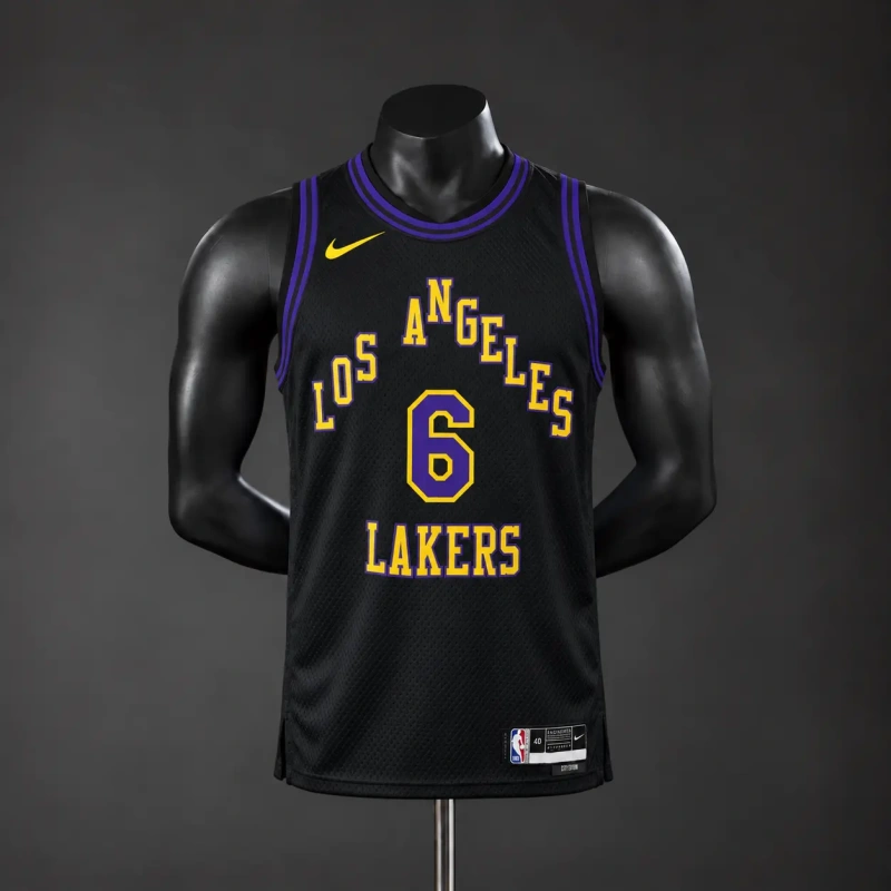 Los Angeles Lakers 2026 City Edition NBA Silk Basketball Jersey - Black #6 JAMES
