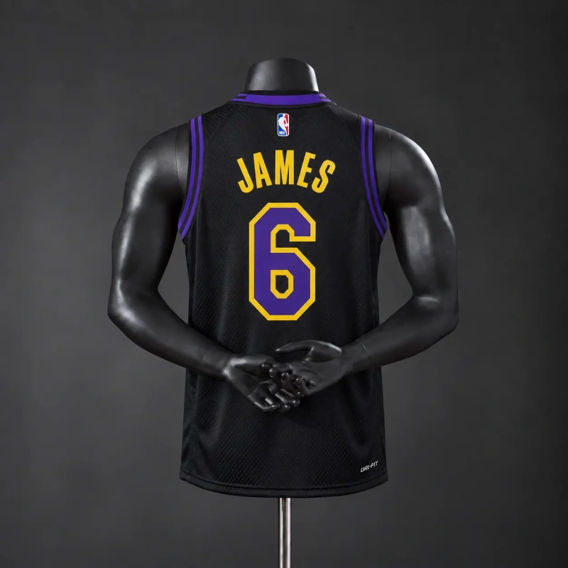 Los Angeles Lakers 2026 City Edition NBA Silk Basketball Jersey - Black #6 JAMES