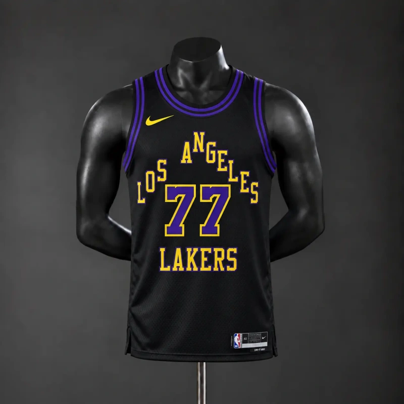 Los Angeles Lakers 2026 City Edition NBA Silk Basketball Jersey - Black #77 Dončić