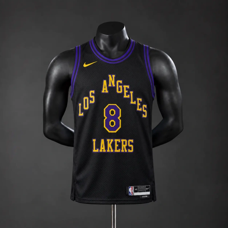 Los Angeles Lakers 2026 City Edition NBA Silk Basketball Jersey - Black #8 BRYANT