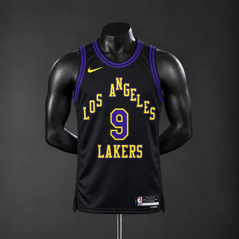 Los Angeles Lakers 2026 City Edition NBA Silk Basketball Jersey - Black #9 James Jr