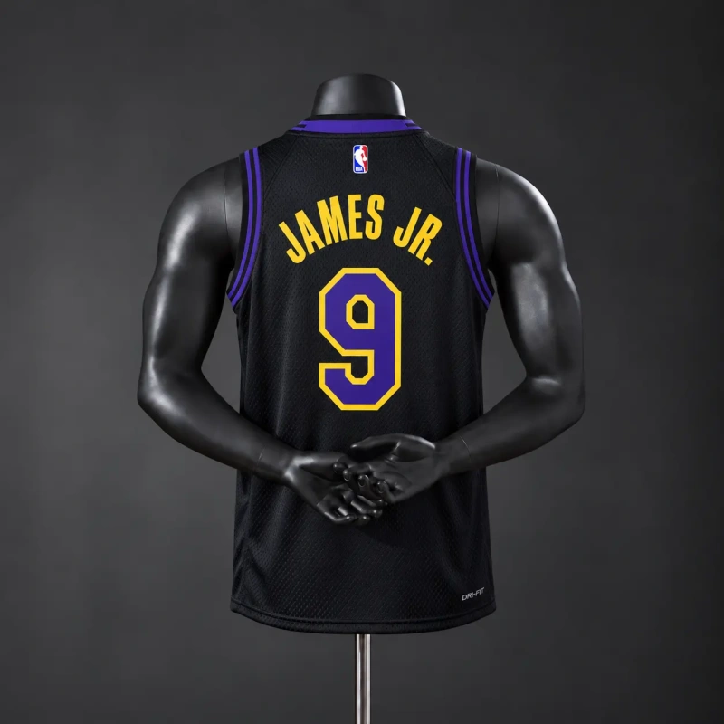Los Angeles Lakers 2026 City Edition NBA Silk Basketball Jersey - Black #9 James Jr