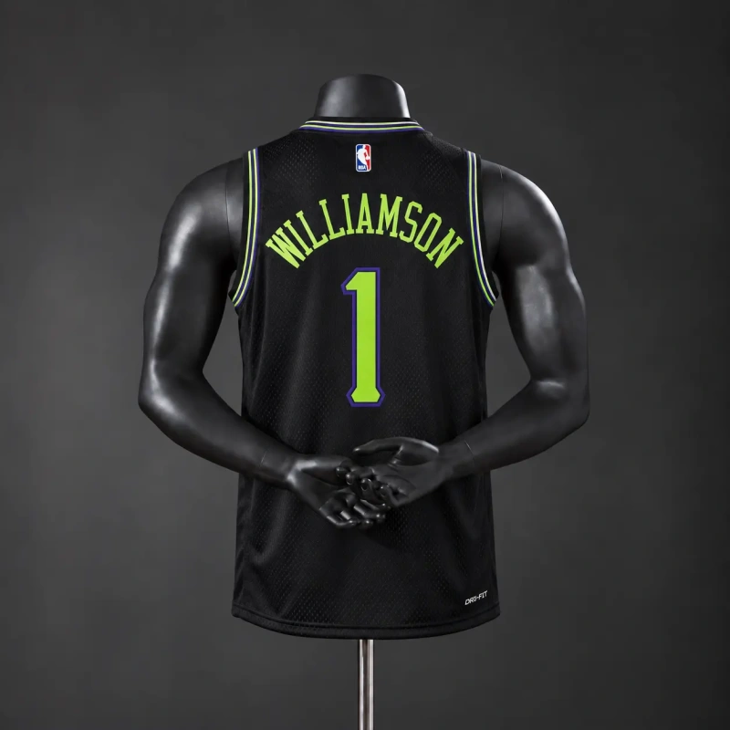 New Orleans Pelicans 2026 City Edition NBA Silk Basketball Jersey - Black #1 Williamson