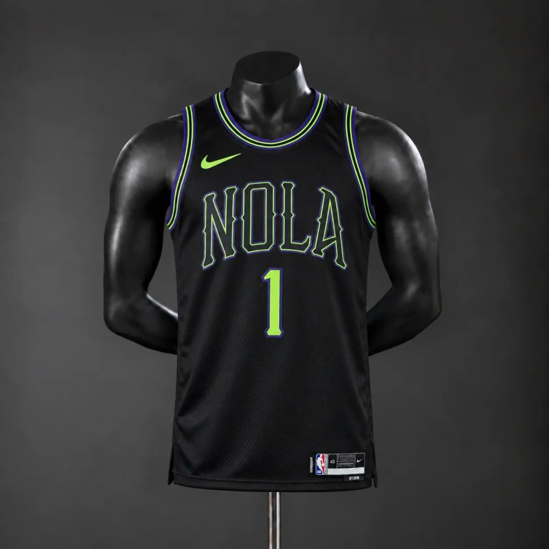 New Orleans Pelicans 2026 City Edition NBA Silk Basketball Jersey - Black #1 Williamson