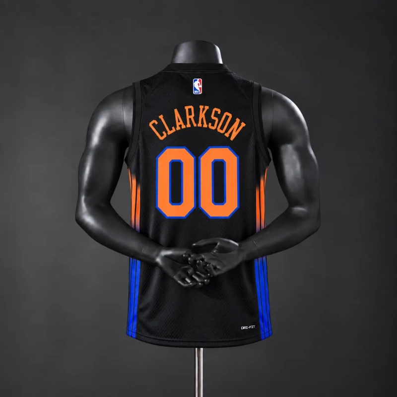 New York Knicks 2026 limited NBA Silk Basketball Jersey - Black #00 CLARKSON