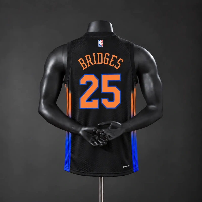 New York Knicks 2026 limited NBA Silk Basketball Jersey - Black #25 Bridges