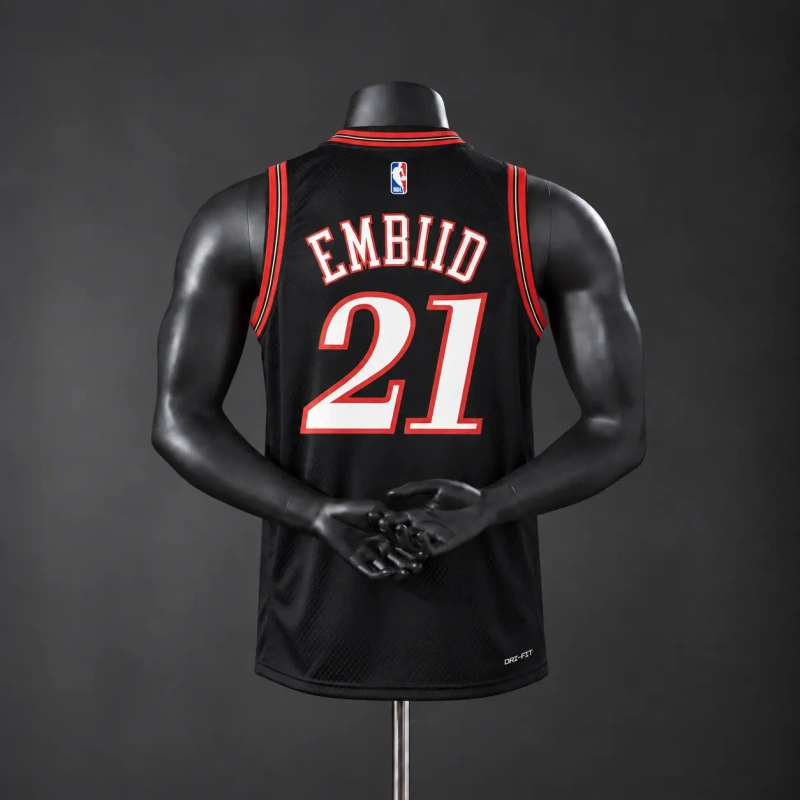 Philadelphia 76ers 2026 Classics NBA Silk Basketball Jersey - Black #21 Embiid