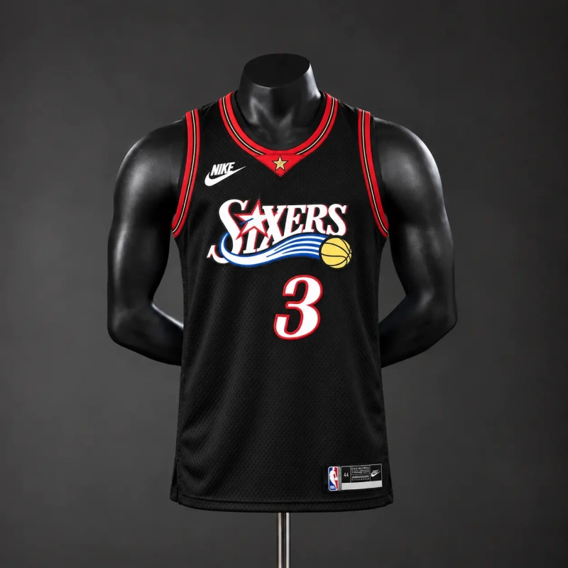 Philadelphia 76ers 2026 Classics NBA Silk Basketball Jersey - Black #3 Iverson