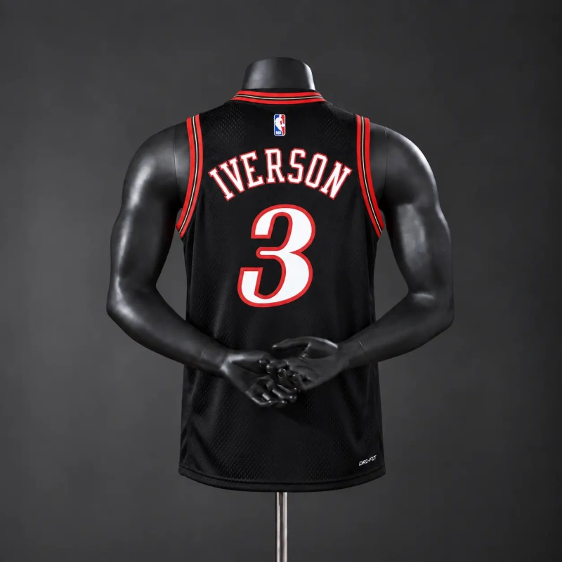 Philadelphia 76ers 2026 Classics NBA Silk Basketball Jersey - Black #3 Iverson