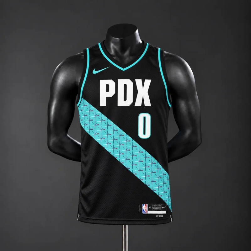 Portland Trail Blazers 2026 City Edition NBA Silk Basketball Jersey - Black #0 Lillard