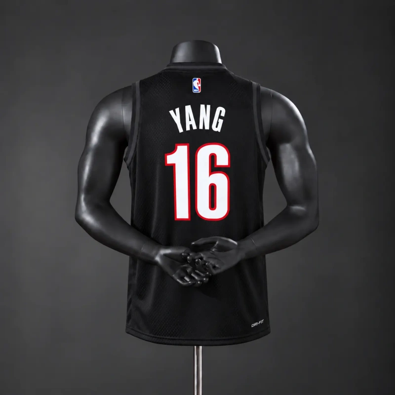 Portland Trail Blazers 2026 NBA Silk Basketball Jersey - Black #16 YANG
