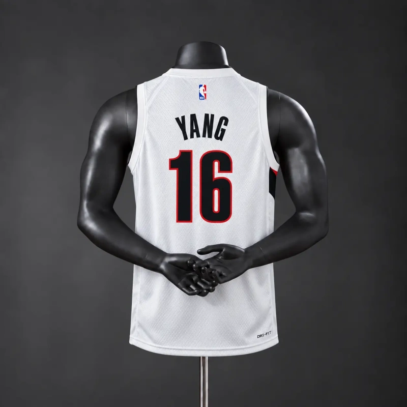 Portland Trail Blazers 2026 NBA Silk Basketball Jersey - White #16 YANG