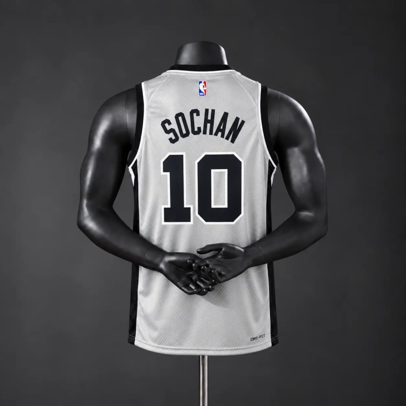 San Antonio Spurs 2026 limited NBA Silk Basketball Jersey - Grey #10 Sochan