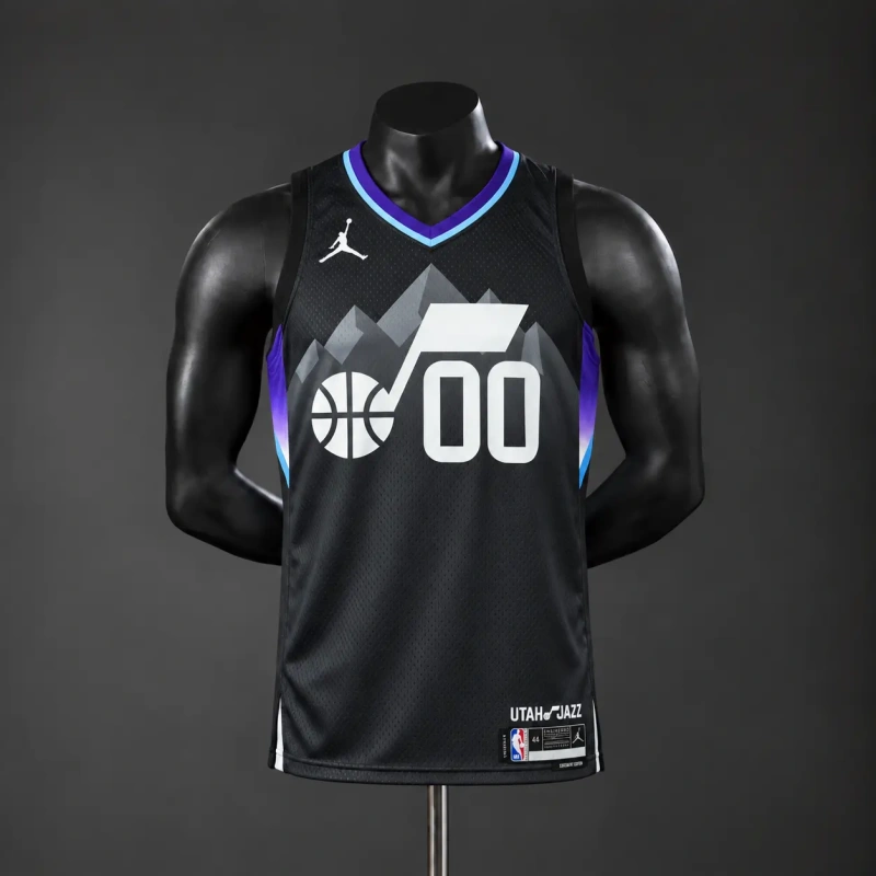 Utah Jazz 2026 NBA Silk Basketball Jersey - Black #00 Markkanen