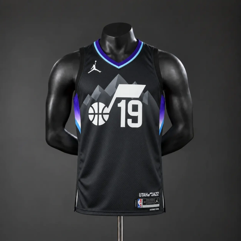 Utah Jazz 2026 NBA Silk Basketball Jersey - Black #19 BAILEY