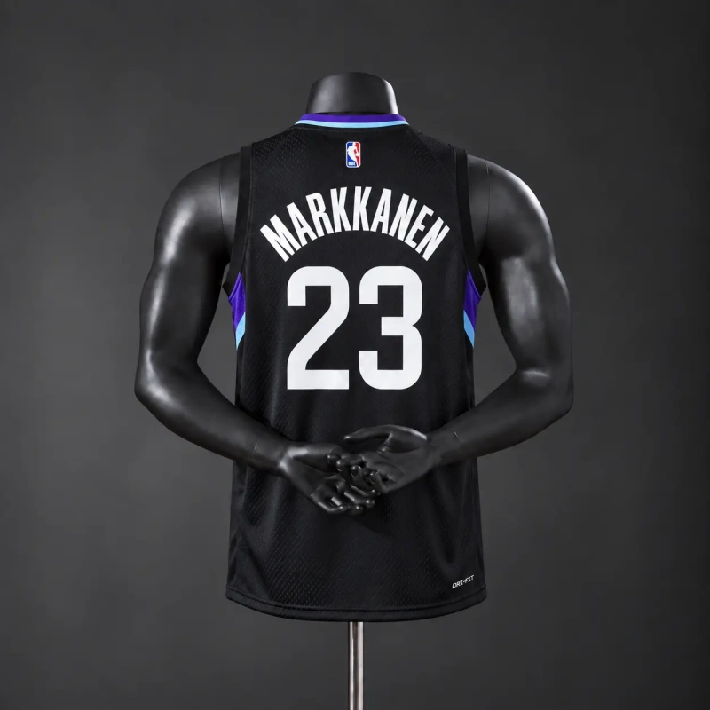 Utah Jazz 2026 NBA Silk Basketball Jersey - Black #23 Markkanen