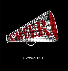 Cheer Megaphone hotfix rhinestones transfers T00230