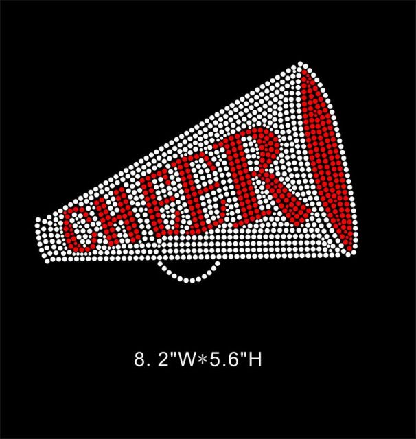 Cheer Megaphone hotfix rhinestones transfers T00230