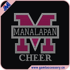 Hot sale Manalapan cheer Hotfix Rhinestone Transfers Iron on for Garment Decoration Wholesale