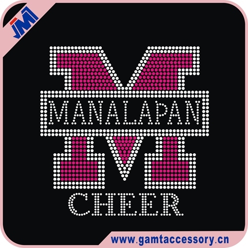 Hot sale Manalapan cheer Hotfix Rhinestone Transfers Iron on for Garment Decoration Wholesale
