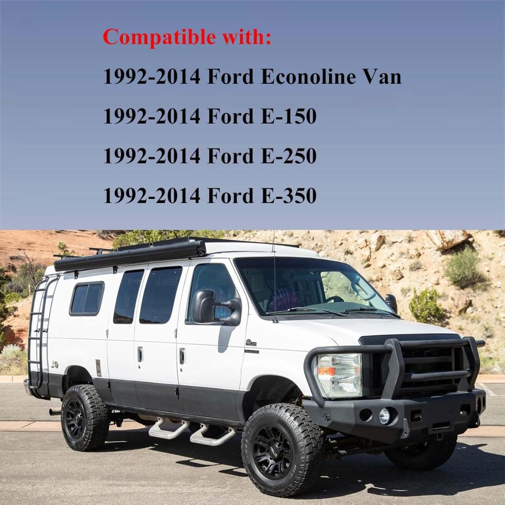Rear Bumper Step Bumper Compatible with 1992-2014 Ford Econoline Van E150 E250 E350 W/O Sensor Holes, Chrome