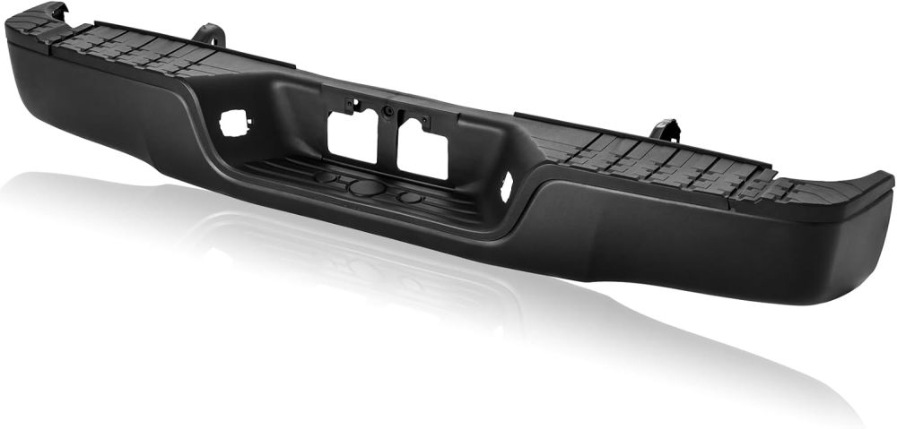Rear Step Bumper Assembly Compatible with 2007-2013 Toyota Tundra Fleetside Back Bumper Assembly W/O Sensor Hole Carbon Steel, Texture Black