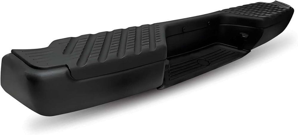 Rear Bumper Step Bumper Assembly Compatible with Nissan Frontier 1998-2004 W/O Sensor Holes, Matte Black